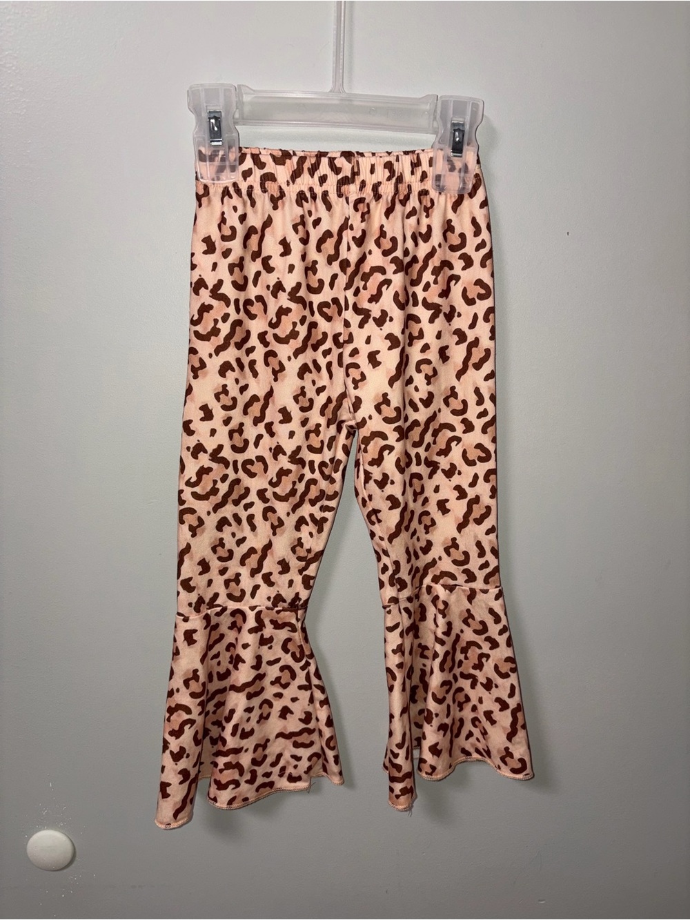 Unbranded Brown Tan Leopard Print Flare Wide Leg Bell Bottom Leggings 90 24M/2T?
